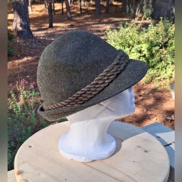 Vintage Risa Swiss Made Dark Olive Green Short Brim Fedora Wool Hat Size 7 main image 8